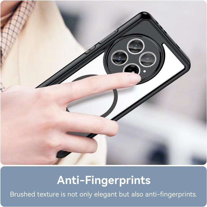 Magnetic for OnePlus 13 Case, Clear Shockproof Phone Case with Camera Cover, Bla gallery