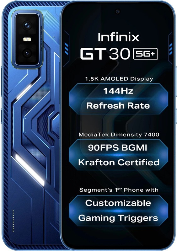 Infinix GT 30 5G+ Global 256GB 8GBRAM Dual SIM Unlocked Android Smartphone Blue