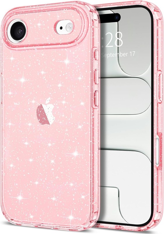 iPhone Air Case Glitter, Clear Glitter Sparkly Shiny Bling Sparkle Cute Cover