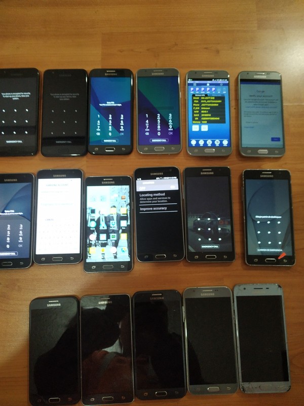 Lot of 17 Mixed model Samsung Galaxy J3 or J3 Eclipse or J3aV 16GB For parts