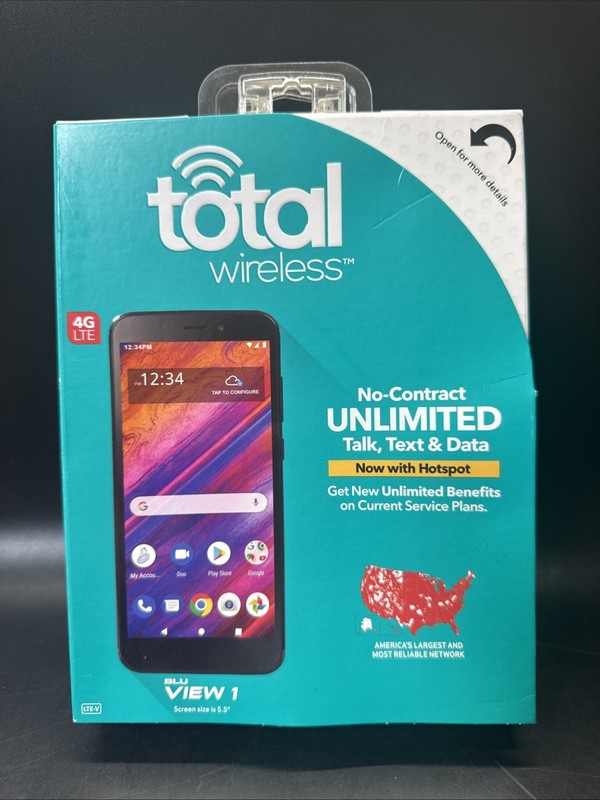 New Total Wireless Blu View 1, 5.5” Phone 4G LTE Android 9.0