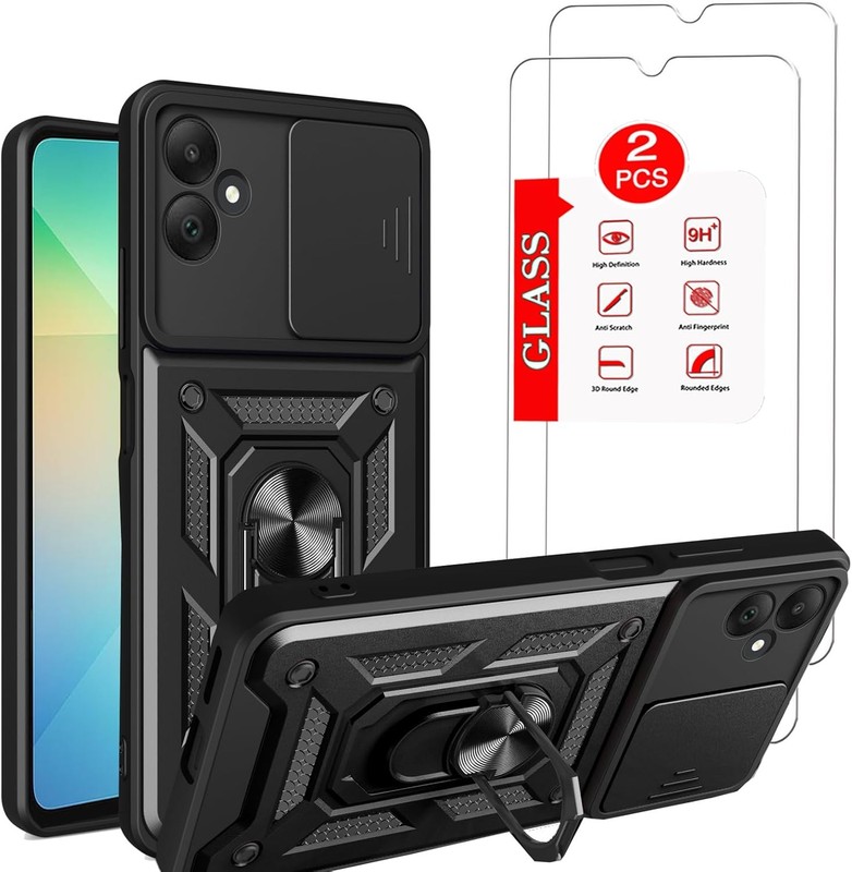 Samsung Galaxy A06-4G Case with [2 Pack] Tempered Glass Screen Protector, Heavy