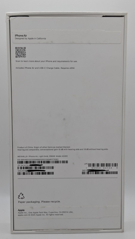 NEW-Apple iPhone Air - 256 GB - Light Gold (AT&T) (Flawless Condition). ~835~ gallery