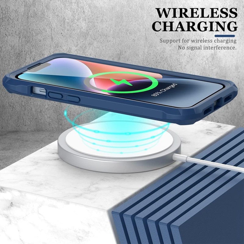 iPhone 14 Clear Case with Touch-Sensitive Built-in Screen Protector, Blue 6.1" gallery
