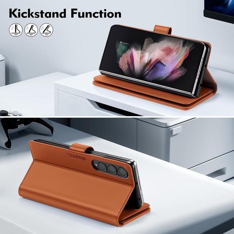 Light Brown RFID Blocking Wallet Case for Samsung Galaxy Z Fold 3, Card Holder, gallery