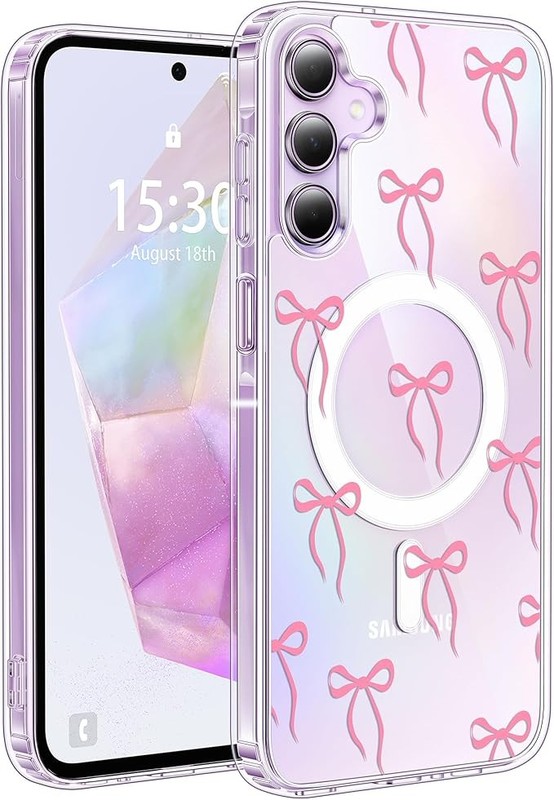 Samsung Galaxy A35 Case with Crystal Clear Aesthetic Pattern, Magnetic Protectiv