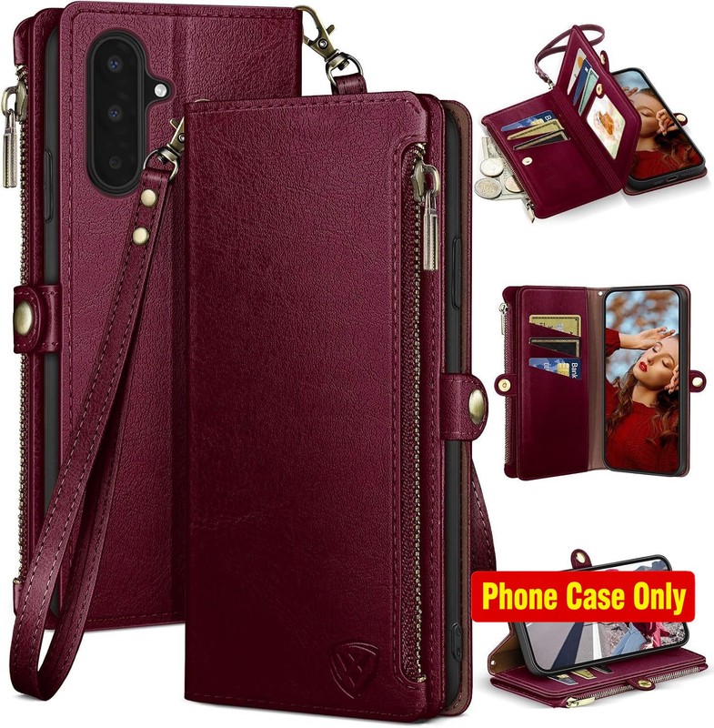 RFID Blocking Zipper Wallet Case with Credit Card Holder for Samsung Galaxy A17