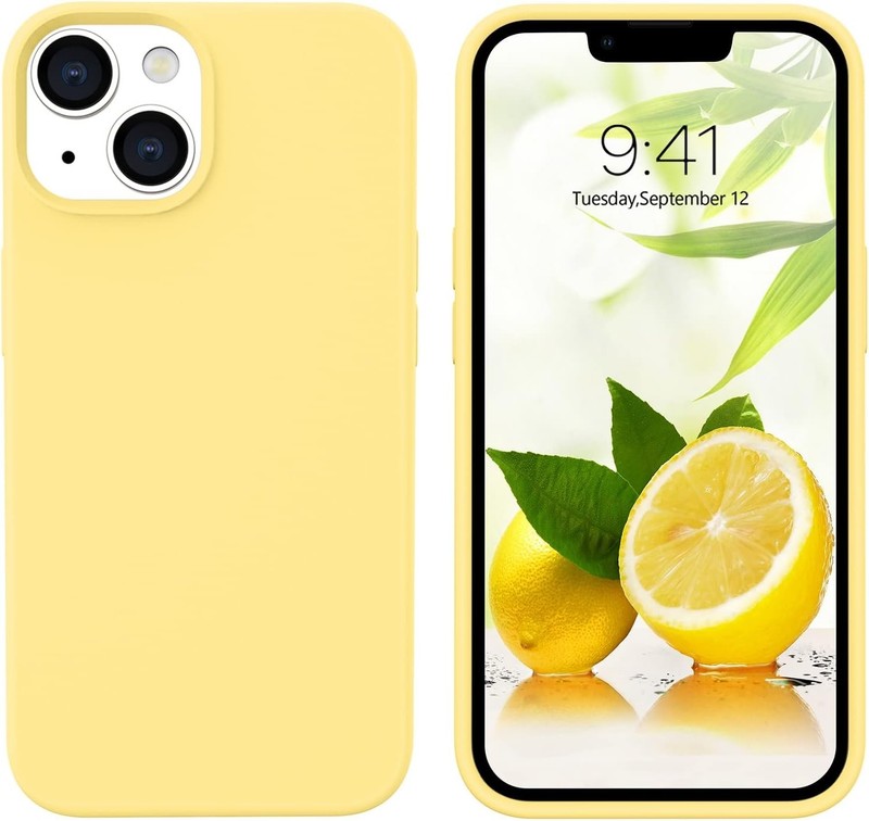 iPhone 13 Case 6.1 Inch Liquid Silicone Soft Gel Rubber Slim Thin Microfiber Cov