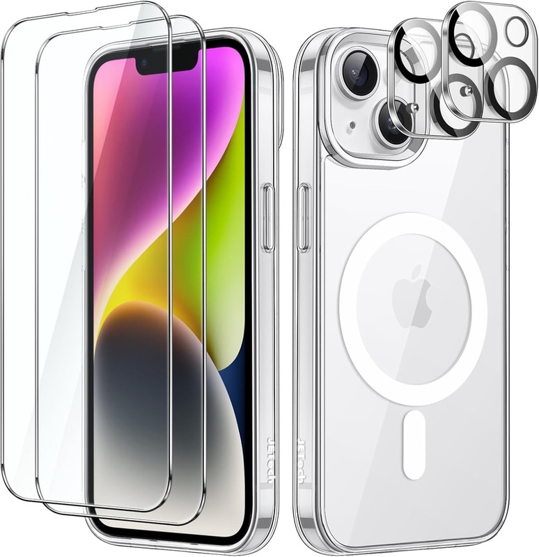 5 in 1 Magnetic Case for iPhone 14 6.1-Inch with Tempered Glass Screen Protector