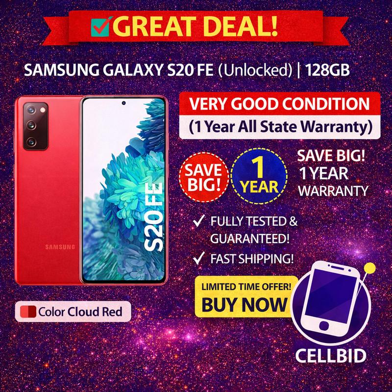 SAMSUNG GALAXY S20 FE 5G SM-G781U UNLOCKED 128GB CLOUD RED VERY GOOD REFURBISHED