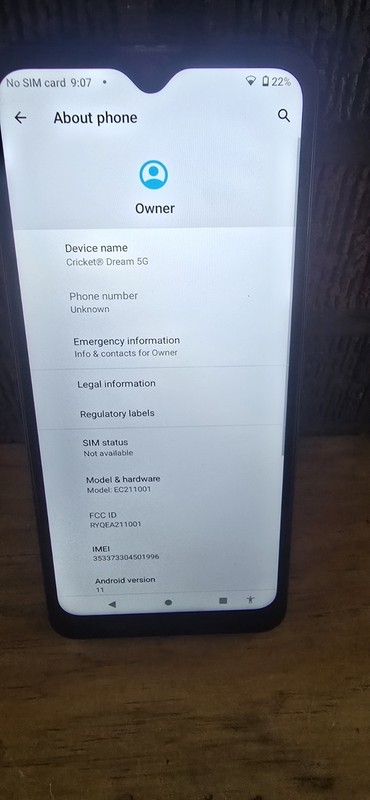 Cricket Dream 5G EC211001 Blue 32GB 48MP Quad Camera Android 11 gallery