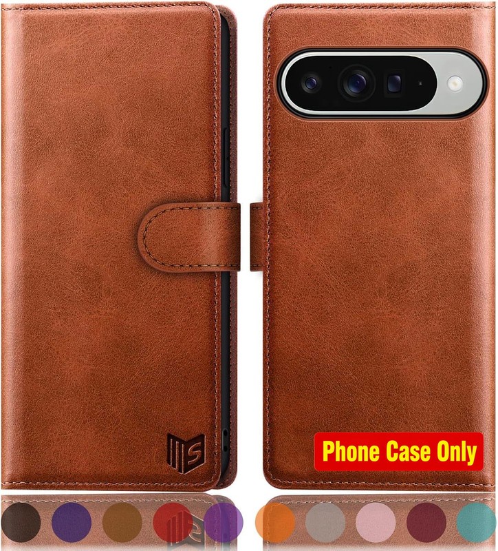 Light Brown Wallet Case for Google Pixel 10/10 Pro 6.3" with RFID Blocking Holde