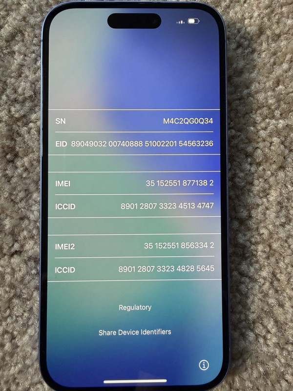 Apple iPhone 16 128GB Blue Smartphone - DEFECTIVE - For Parts**READ