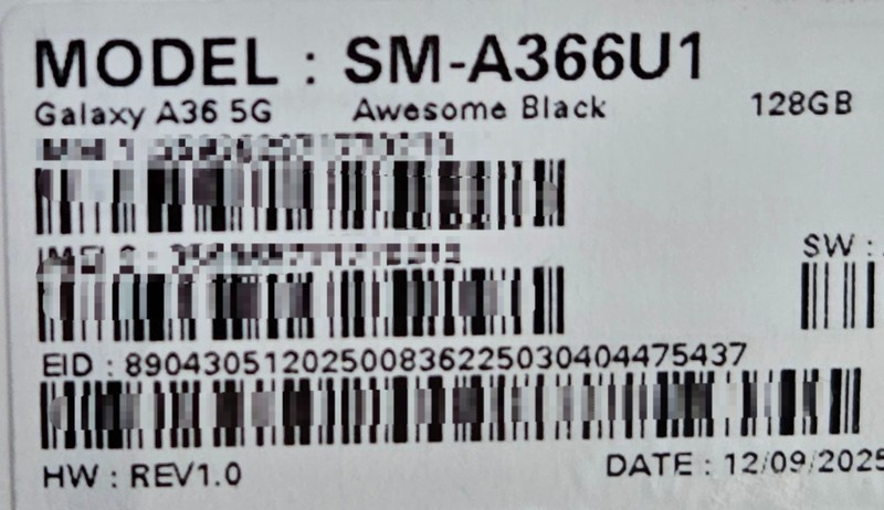 Galaxy A36 5G - SM-A366U1 (2025) - 128GB - Black - Unlocked - New - Open Box gallery