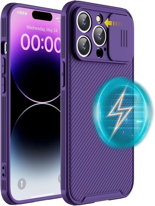 iPhone 13 Pro Max Case with Slide Lens Cover, Slim Magnetic Case for iPhone 13 P
