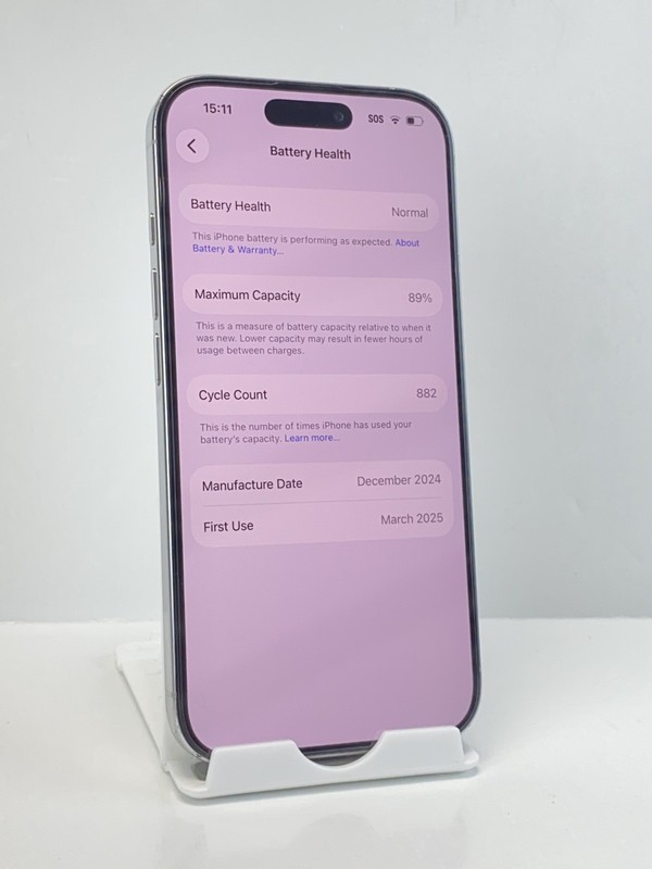 Apple iPhone 16 Pro A3083 256GB White Titanium 89% battery health Unlocked phone gallery