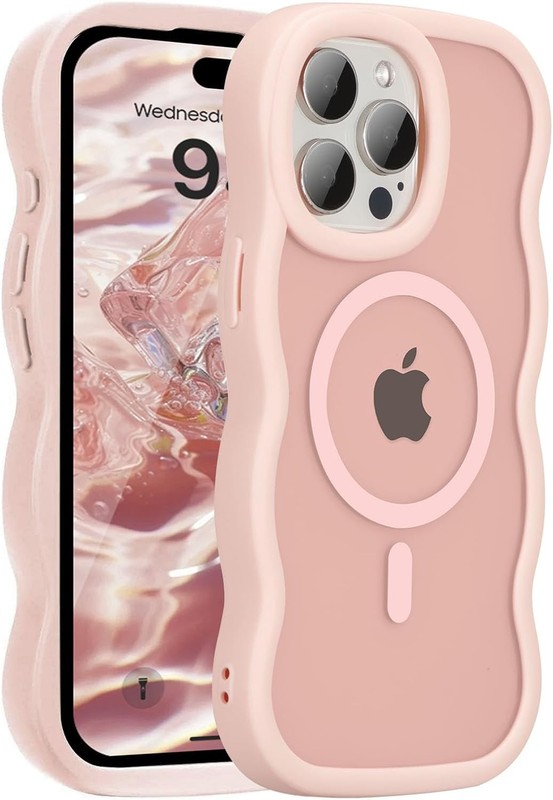 Magnetic for iPhone 15 Pro Max Case, 2025 Transparent Wave Frame Design Cover Pi