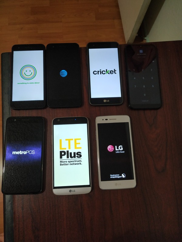 Lot of 7 Mixed model LG K31 L355DL 32GB and other Smartphone For parts gallery