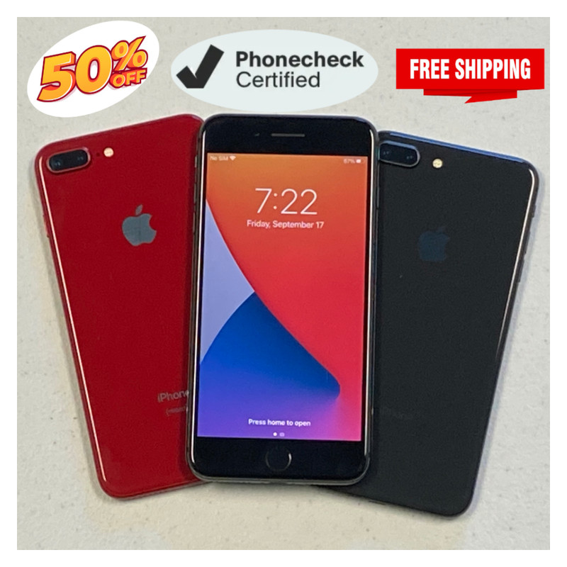 Apple iPhone 8 Plus 64GB Mint Verizon T-Mobile Unlocked Red, Silver, Space Gray