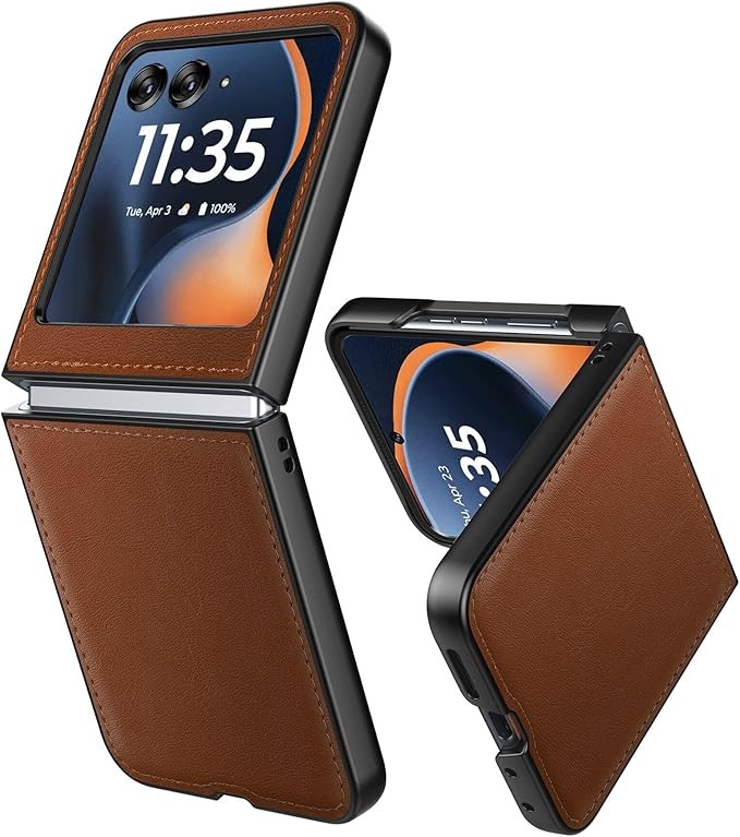 Motorola Razr 2024/2025 PU Vegan Leather Back & Hard Polycarbonate Bumper Phone