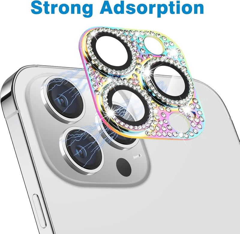 9H Tempered Glass Camera Lens Protector for iPhone 14 Pro/Max - Bling 3D Rhinest gallery