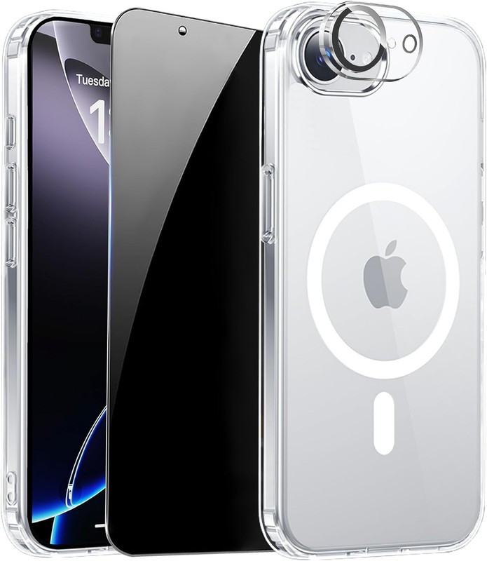 Clear for iPhone 17e Case & iPhone 16e Case with Privacy Screen Protector