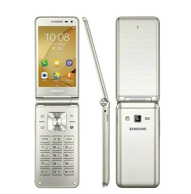 Samsung Galaxy Folder G1600 Dual SIM LTE Flip Unlocked SmartPhone Gold Open Box gallery