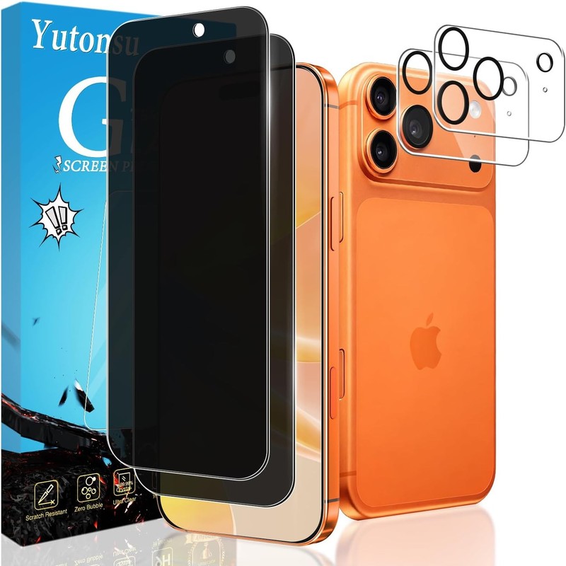 2+2 Pack Privacy Screen Protector for iPhone 17 Pro Max with Camera Lens Protect