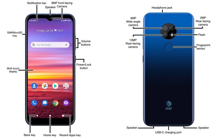 AT&T Radiant Max 4G LTE 6.5" HD+ 32GB 13MP GSM Unlocked (U705AA)(Cobalt Blue) gallery