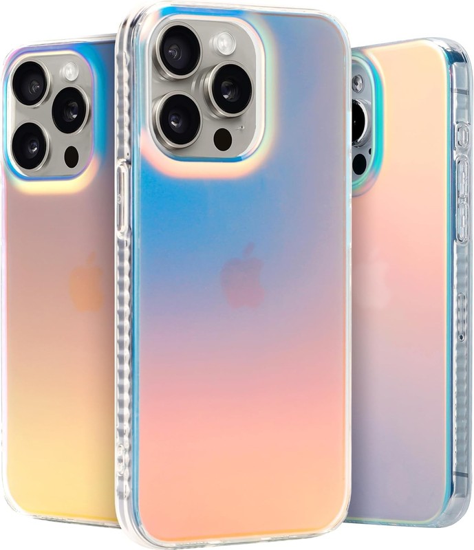Hue – for iPhone 15 Pro Case – Iridescent Shockproof Cover with Color Changing E