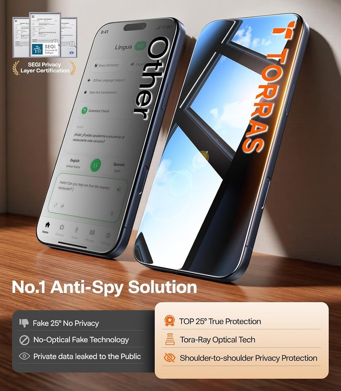 2PCS Privacy Screen Protector for iPhone 17 Pro Max 6.9 Inch Anti Spy Full Cover gallery