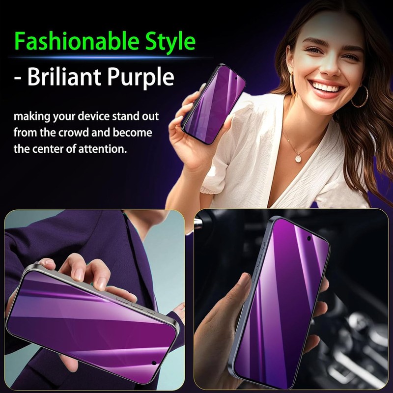 3 Pack Gradient Purple Privacy Screen Protectors & Anti-Blue Light for iPhone 17 gallery