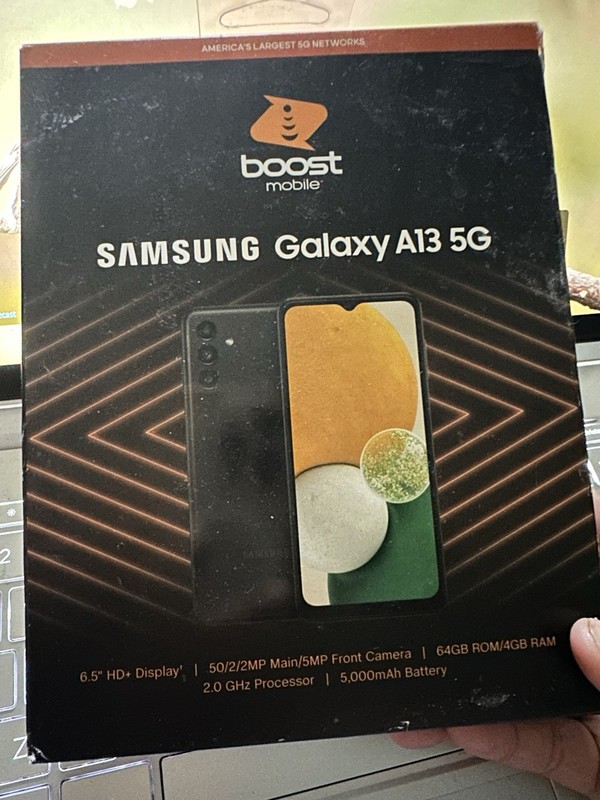 Boost Mobile Samsung Galaxy A13 5G 6.5&Prime; HD+, 64GB, 50MP, Black, Prepaid – SEALED
