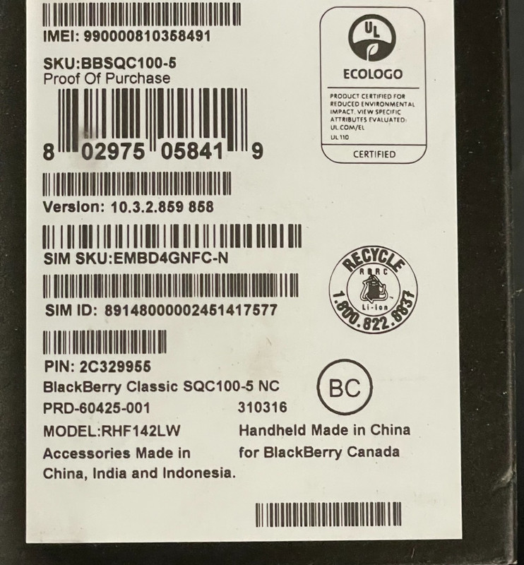 BlackBerry Classic SQC100-5 NO CAMERA - Needs battery gallery