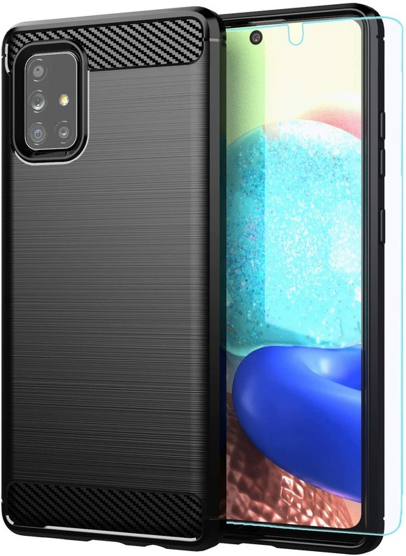 For Galaxy A71 5G case with tempered glass flexible rubber TPU protective case