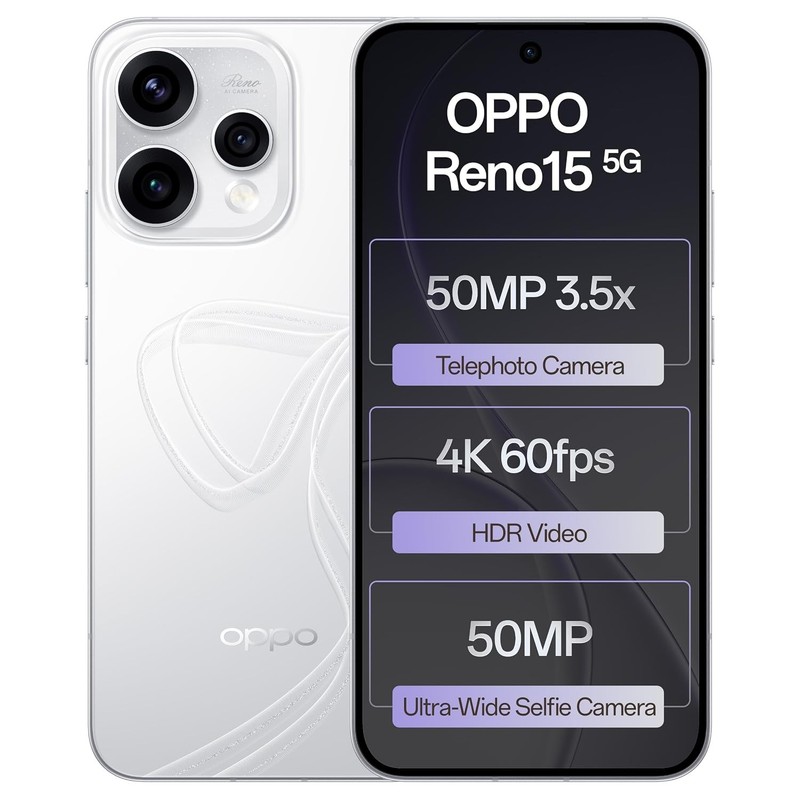 Oppo Reno15 5G (White, 12GB RAM 256GB Storage) 7 Gen 4 Processor Global Version.