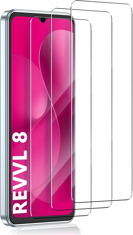3PCS Screen Protector for T-Mobile Revvl 8 5G 6.1 Inch Tempered Glass Anti Scrat