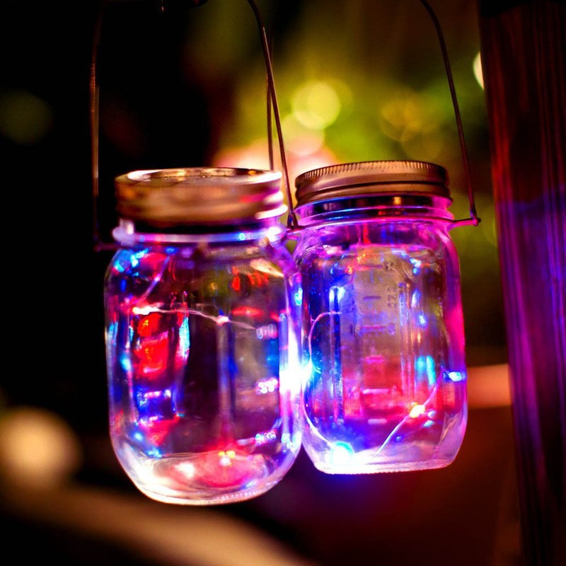 2M Solar 20LEDs LED Fairy Lamp Garden Yard Party Decor Mason Jar Lid Night Light