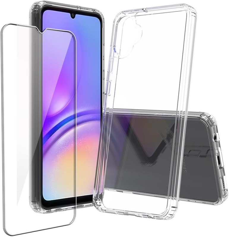 Crystal Clear Slim Hard Case & Tempered Glass Screen Protector for Samsung Galax