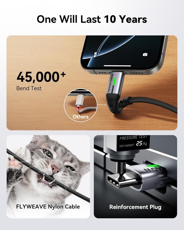 240W Fast Charging USB-C Charger for iPhone 17, Samsung S26 [6.6ft] gallery