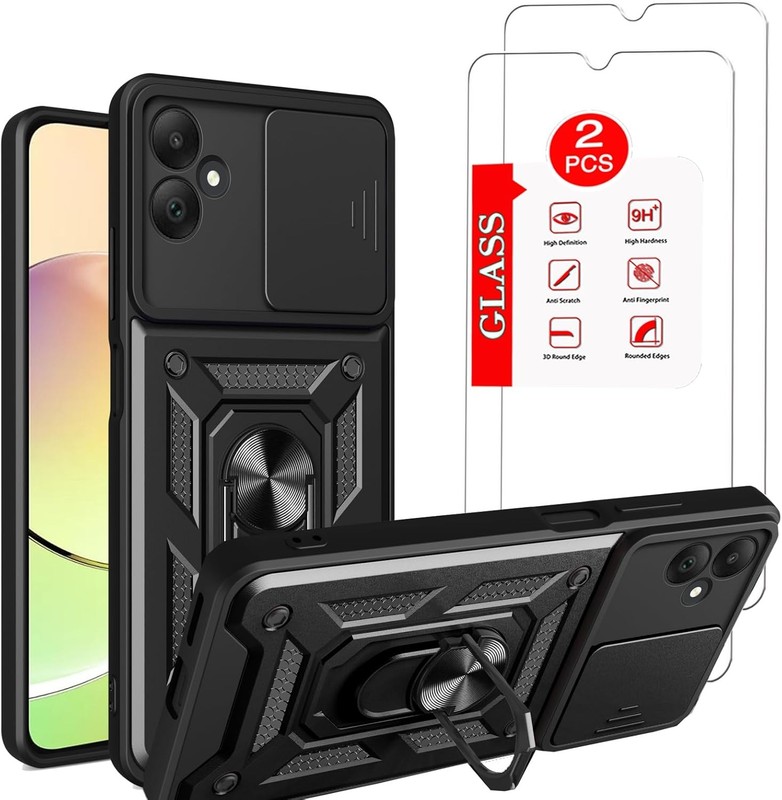 2PCS Case & Tempered Glass Screen Protector for Samsung Galaxy A05 Military-Grad
