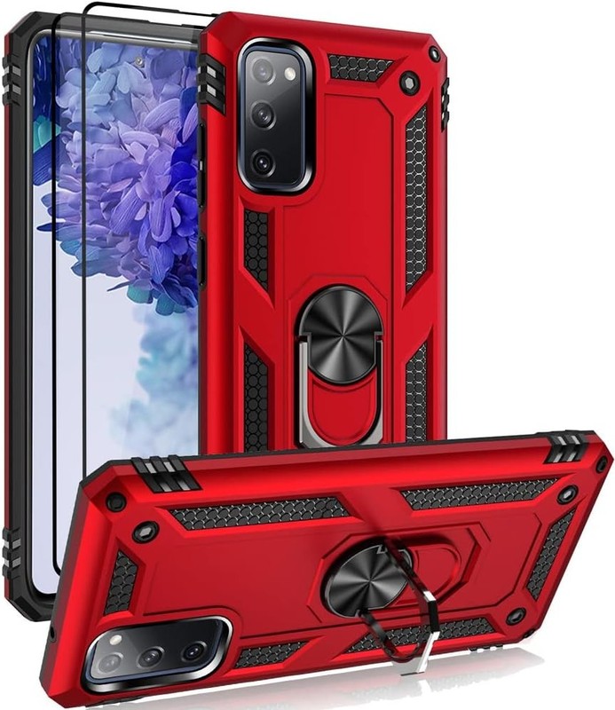 Case for Samsung Galaxy S20 FE with Glass Screen Protectors Military-Grade Red