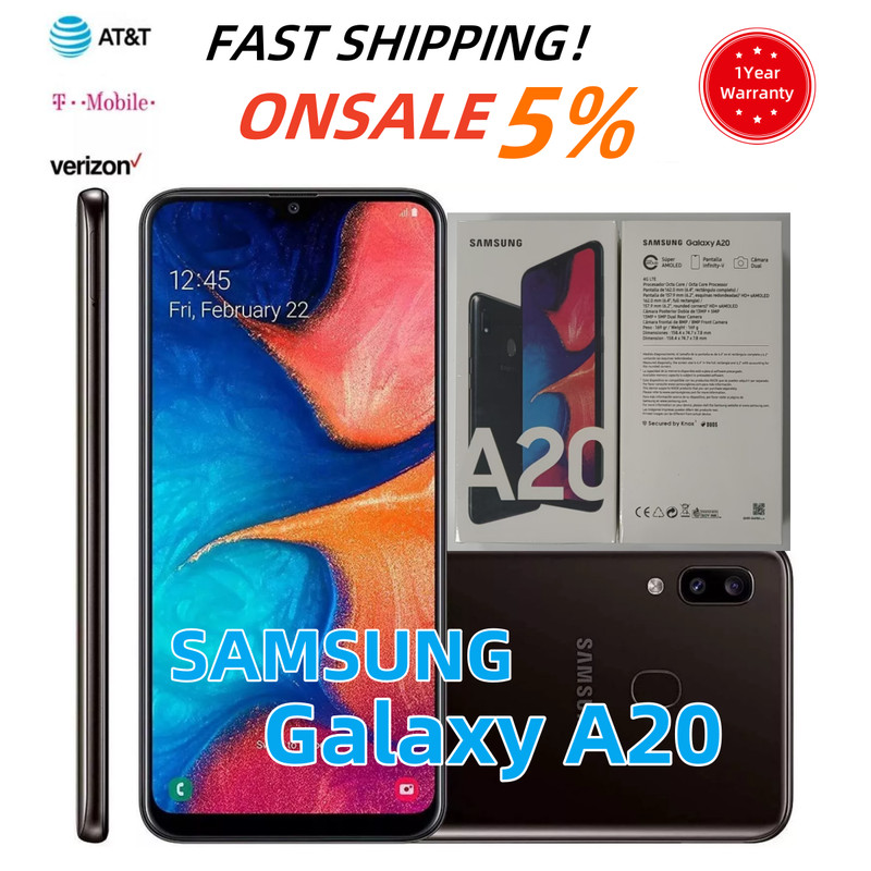 Brand New✨Samsung Galaxy A20✨SM-A205U 32GB+ 3GB Black 6.4&Prime; Unlocked Smartphone
