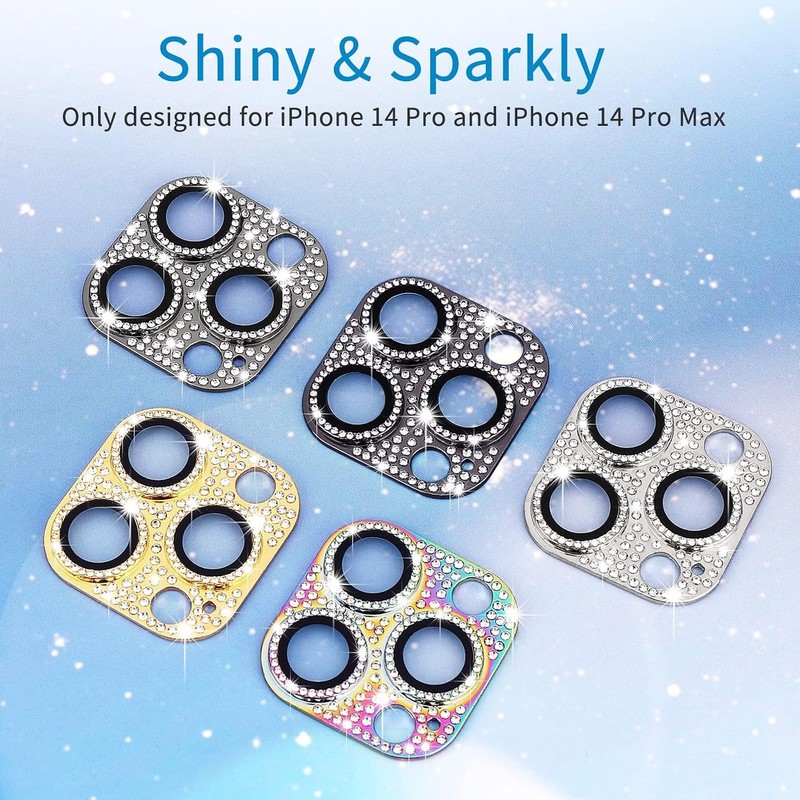 9H Tempered Glass Camera Lens Protector for iPhone 14 Pro/Max - Bling 3D Rhinest gallery