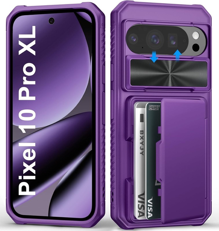 Google Pixel 10 Pro XL Case Wallet, Built-in Card Holder, Rugged Heavy Duty Blac