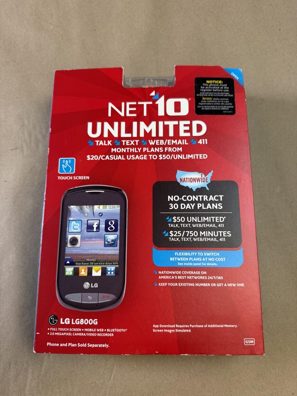 LG LG800G Net10 Prepaid Cell Phone Touchscreen Camera Bluetooth New GSM