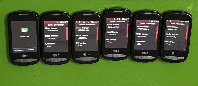 6 Fully Functional LG 800G Plum lot – TracFone, GSM, 2G, Each Sold Separately,