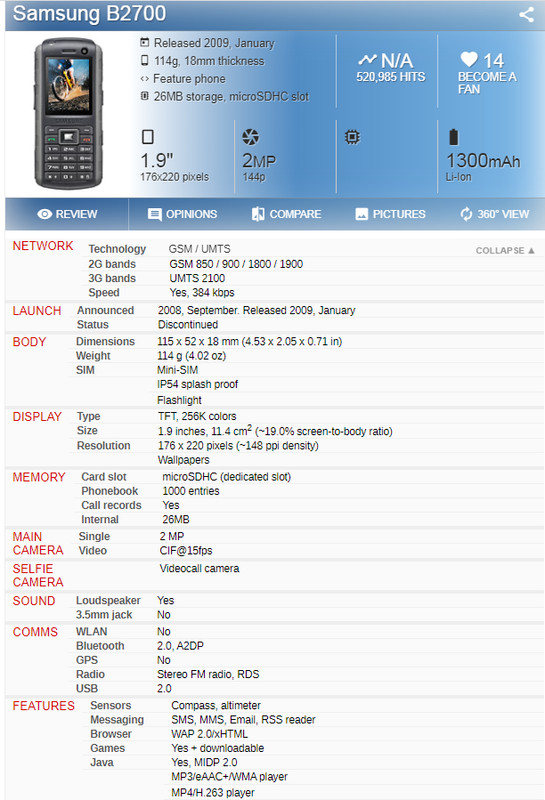 Samsung B2700 Mobile Phone 2MP Camera2G GSM 850 900 1800 1900 3G UMTS 2100 1.9" gallery