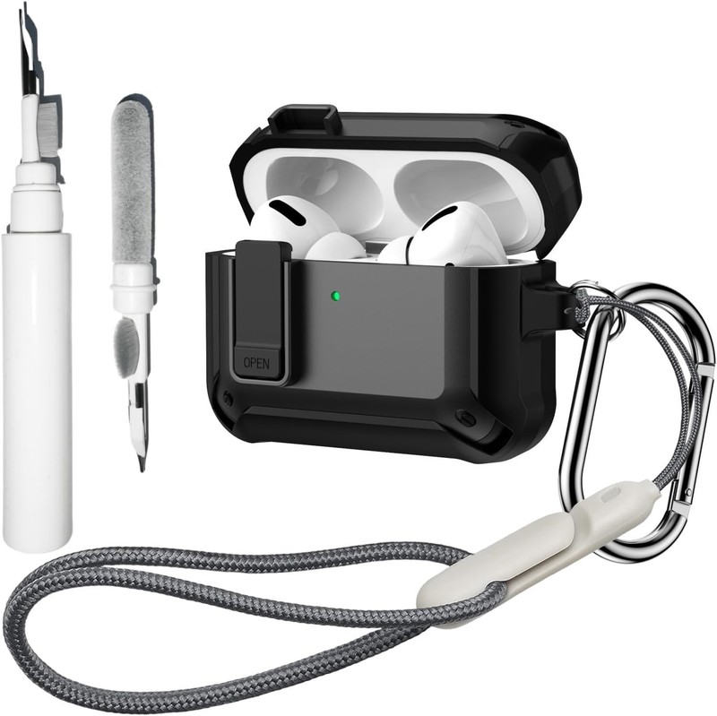[4 in 1] Lock Case for AirPods Pro 3 with Keychain, Lanyard and Cleaning Pen Kit