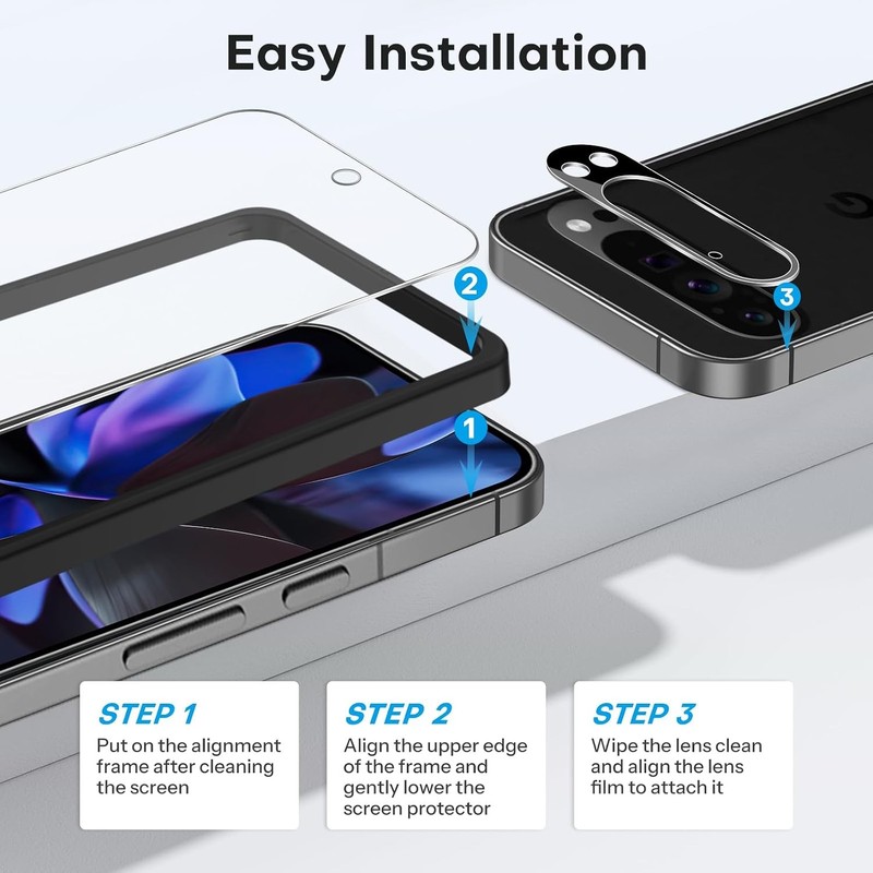 [3+2 Pack] Camera Lens Protector & Screen Protectors for Google Pixel 9 Pro XL 6 gallery
